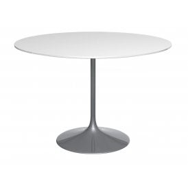 Pedestal Large Dining Table White Gloss and Smoked Chrome