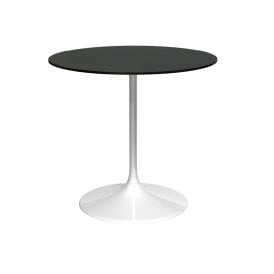 Pedestal Medium Dining Table Black Glass and White