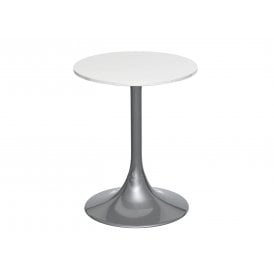 Pedestal Side Table White Gloss and Smoked Chrome