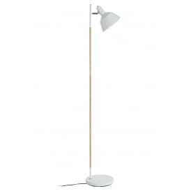 Scandi Style Wood and White Metal Floor Lamp