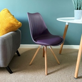 Soho Aubergine Purple Plastic Dining Chair with Pyramid Light Wood Legs
