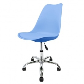 Soho Blue Plastic Desk Chair with Swivel Base