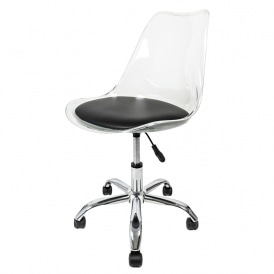 Soho Clear and Black Plastic Desk Chair with Swivel Base