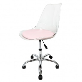 Soho Clear and Blush Pink Plastic Desk Chair with Swivel Base