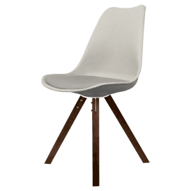 Soho Light Grey Plastic Dining Chair with Square Pyramid Dark Wood Legs