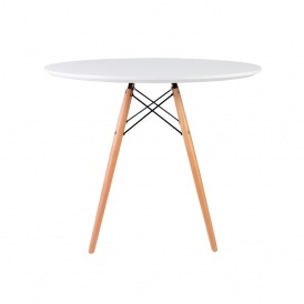Soho Medium White Circular Dining Table with Beech Wood Legs