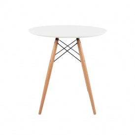 Soho Small White Circular Dining Table with Beech Wood Legs