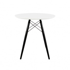 Soho Small White Circular Dining Table with Black Wood Legs