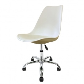 Soho Vanilla Plastic Desk Chair with Swivel Base