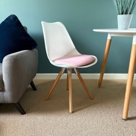 Soho White and Blush Pink Dining Chair with Pyramid Light Wood Legs