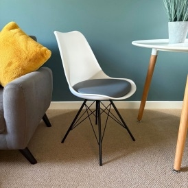 Soho White and Dark Grey Dining Chair with Black Metal Legs