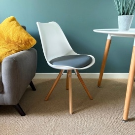 Soho White and Dark Grey Dining Chair with Pyramid Light Wood Legs