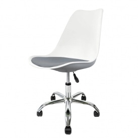 Soho White and Dark Grey Plastic Desk Chair with Swivel Base