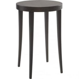 Tall Circular Side Table in Dark Charcoal Wood with Gun Metal Legs