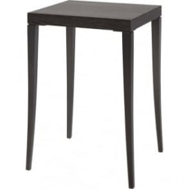 Tall Square Table in Dark Charcoal Wood with Gun Metal Legs
