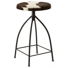 Upholstered Cowhide Industrial Bar Stool