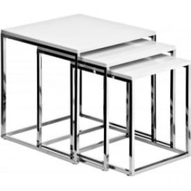 White and Chrome Nest of Tables