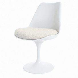 White and Cream Bouclé Chelsea Side Chair