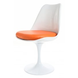White and Orange PU Chelsea Side Chair