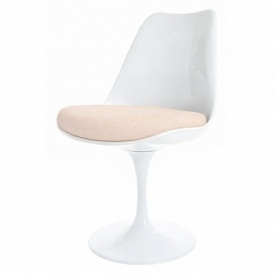 White and Soft Pink Chenille Chelsea Side Chair