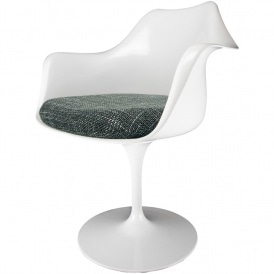 White and Textured Dark Grey Chelsea Armchair