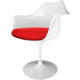 White and Textured Red Chelsea Armchair