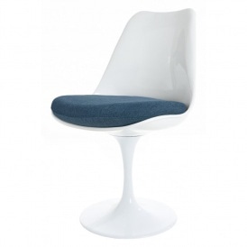 White and Velveteen Navy Chelsea Side Chair